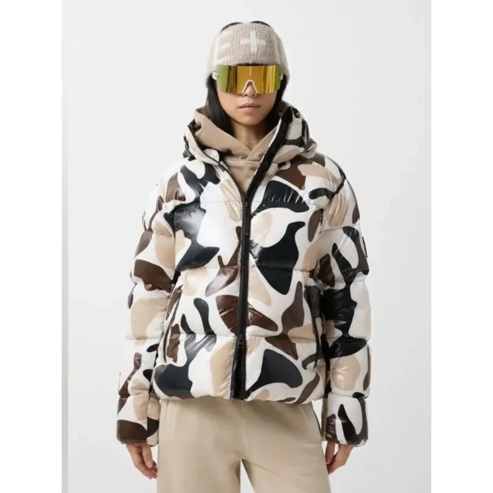 Bogner Fire + Ice Vally-D Puffer Jacket Camo Hooded Down Coat XS 4 34 NWT NEW